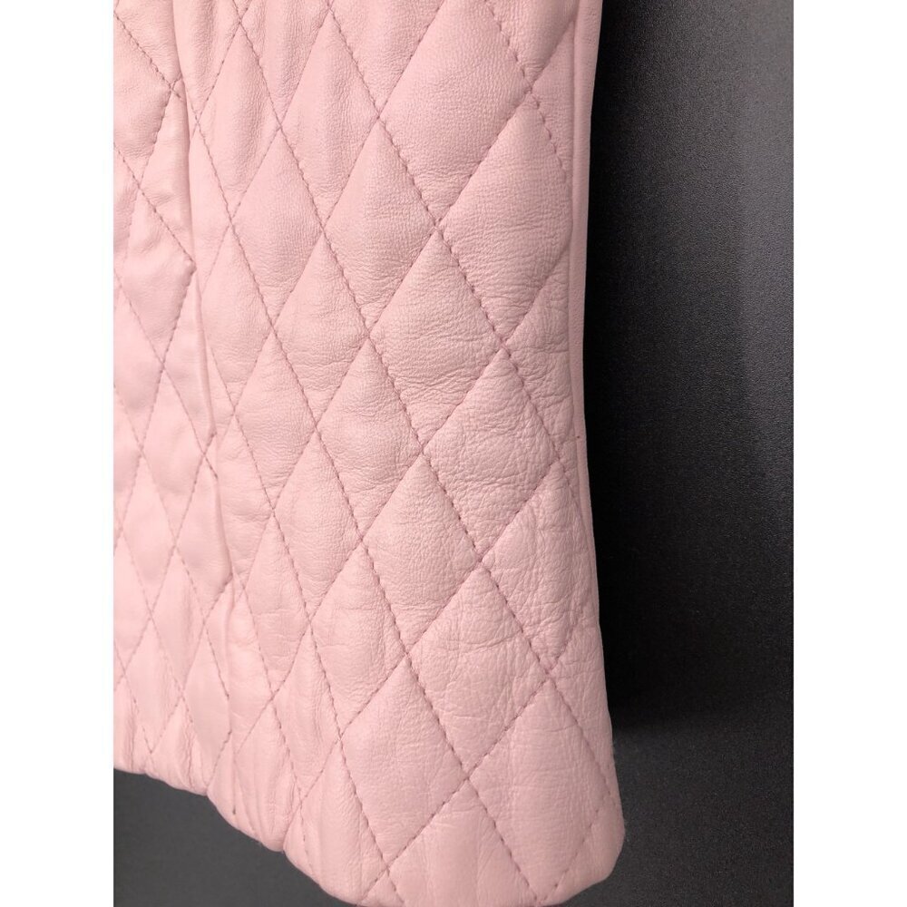 Peck & Peck Women's Quilted Lamb Leather Vest S Pink Zip-up Equestrian Preppy - Picture 6 of 11